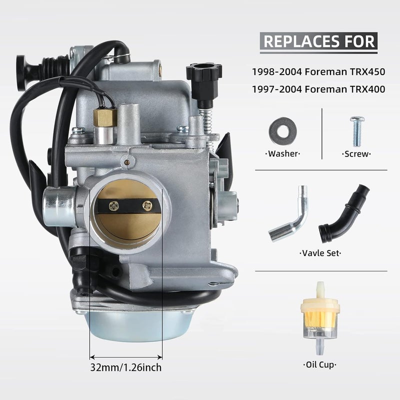 Tang FourTrax 300 Carburetor for Honda TRX300 TRX350 Carb,Rancher 350,Foreman 400 450 with Air and Oil Filter,Cleaning Brush - Image 3